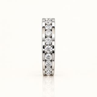 3.03 Carats Round Channel-Set Diamond Ring in 14K White Gold