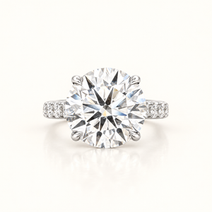 10.97 Carats Round Brilliant Cut (LGD) Diamond Ring in 14K White Gold