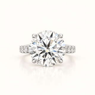10.97 Carats Round Brilliant Cut (LGD) Diamond Ring in 14K White Gold