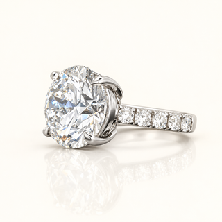 10.97 Carats Round Brilliant Cut (LGD) Diamond Ring in 14K White Gold