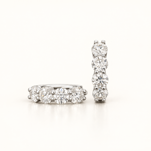 1.92 Carats Round Diamond Hoops Earrings Mounted in 14K Gold