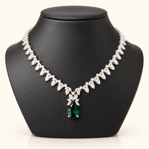 33 Carats Pear Pendant Necklace with Pear-Shaped Diamonds (LGD) in 14k Gold