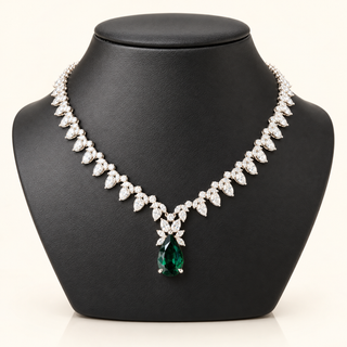 33 Carats Pear Pendant Necklace with Pear-Shaped Diamonds (LGD) in 14k Gold