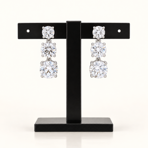 12.16 Carats Classic Three-Stone (LGD) Brilliant Drop Earrings in 14K Gold (IGI CERTIFIED)
