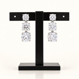 12.16 Carats Classic Three-Stone (LGD) Brilliant Drop Earrings in 14K Gold (IGI CERTIFIED)