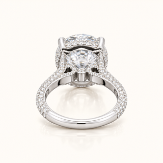 10.34 Carats Round Diamond (LGD) Solitaire Ring With a Pave 3-Row Shank - 14K Gold