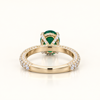 3.23 Carat Classic Natural Oval Cut Green Zambian Emerald Ring Mounted in 14K Gold
