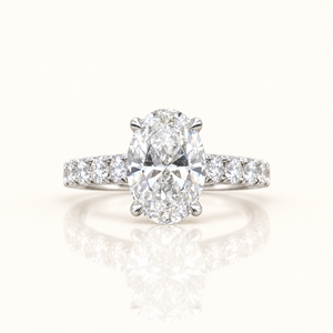 3.2 Carats Eternal Radiance Oval Diamond (LGD) Ring with Pavé Brilliance in 14k Gold