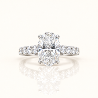 3.2 Carats Eternal Radiance Oval Diamond (LGD) Ring with Pavé Brilliance in 14k Gold