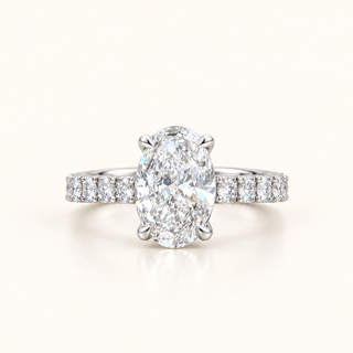 3.2 Carats Eternal Radiance Oval Diamond (LGD) Ring with Pavé Brilliance in 14k Gold