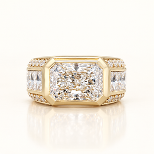 10.5 Carats The Versailles Bezel Set Radiant Cut (LGD) Diamond Ring in 14K Gold