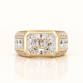 10.5 Carats The Versailles Bezel Set Radiant Cut (LGD) Diamond Ring in 14K Gold
