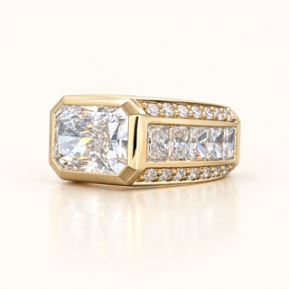 10.5 Carats The Versailles Bezel Set Radiant Cut (LGD) Diamond Ring in 14K Gold