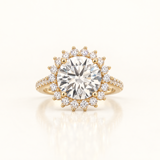4 Carats The Crown Round Diamond (LGD) Ring in 14K Gold