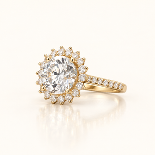 4 Carats The Crown Round Diamond (LGD) Ring in 14K Gold
