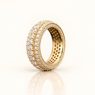 6.27 Carats Trinity Round Diamond Ring with Triple-Row Brilliance in 10K Gold