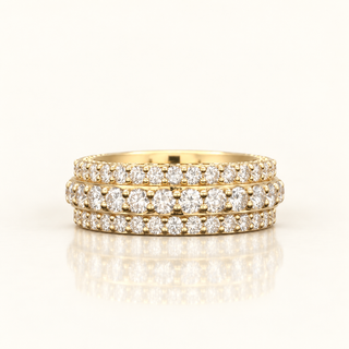 6.27 Carats Trinity Round Diamond Ring with Triple-Row Brilliance in 10K Gold