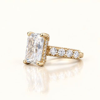 6 Carats The Prestige Radiant Diamond (LGD) Ring with Flanking Brilliance in 14K Gold