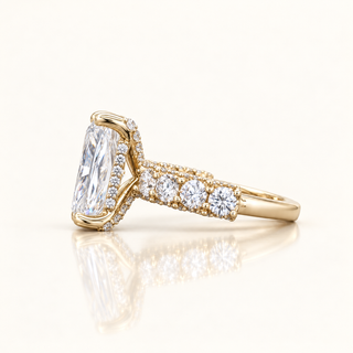 6 Carats The Prestige Radiant Diamond (LGD) Ring with Flanking Brilliance in 14K Gold