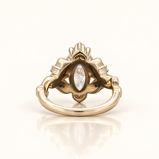 2.24 Carats Heirloom-Style Marquise Diamond (LGD) Ring with Sculpted Gold Filigree in 14K Gold
