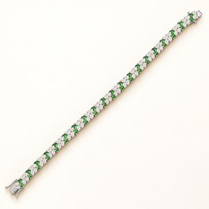 11 Carats Pear Shape Diamond Bracelet Accented with Pear-Shaped Tsavorite Set in 14kt Gold