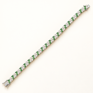 11 Carats Pear Shape Diamond Bracelet Accented with Pear-Shaped Tsavorite Set in 14kt Gold