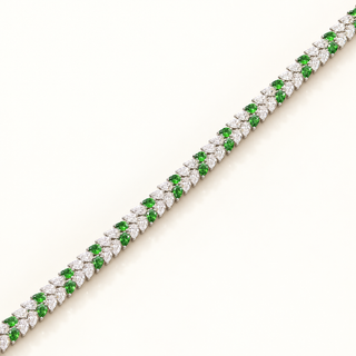 11 Carats Pear Shape Diamond Bracelet Accented with Pear-Shaped Tsavorite Set in 14kt Gold