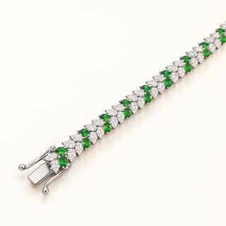 11 Carats Pear Shape Diamond Bracelet Accented with Pear-Shaped Tsavorite Set in 14kt Gold