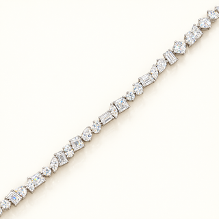 11.4 Carats Mixed Fancy-Cut Diamond Tennis Bracelet in 14K Gold