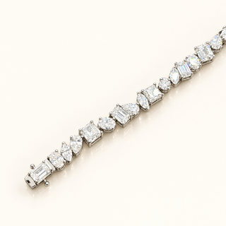 11.4 Carats Mixed Fancy-Cut Diamond Tennis Bracelet in 14K Gold