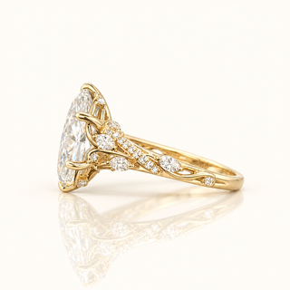 3.59 Carats Marquise Diamond (LGD) Statement Ring in 14K Gold