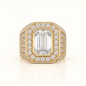 ODALYS — 5.06ct Bezel Double Pavé Emerald Halo Lab-Grown Diamond Ring