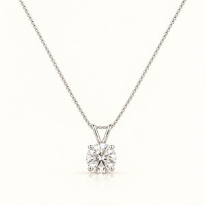 3 Carats Round Brilliant Cut Lab Grown Diamond Solitaire Pendant - 14kt Gold