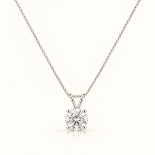 3 Carats Round Brilliant Cut Lab Grown Diamond Solitaire Pendant - 14kt Gold