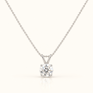 3 Carats Round Brilliant Cut Lab Grown Diamond Solitaire Pendant - 14kt Gold