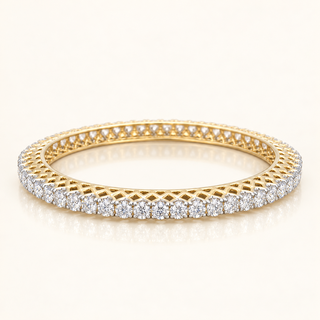 16 Carats Round Brilliant Cut Push-in Elegant Women's Bangle Made in 14kt Gold