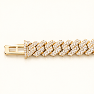 8 CARATS DIAMOND PAVE SET CUBAN BRACELET 10KT YELLOW GOLD