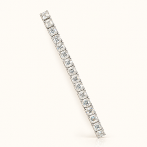 20 Carats Asscher Cut Lab Grown Diamond Tennis Bracelet - 14kt Gold