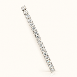 20 Carats Asscher Cut Lab Grown Diamond Tennis Bracelet - 14kt Gold