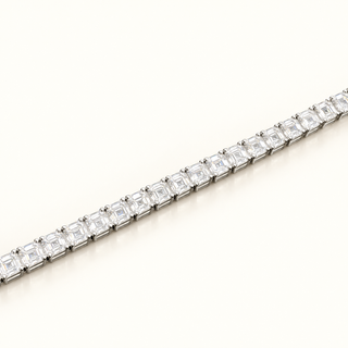 20 Carats Asscher Cut Lab Grown Diamond Tennis Bracelet - 14kt Gold
