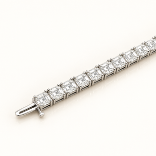 20 Carats Asscher Cut Lab Grown Diamond Tennis Bracelet - 14kt Gold