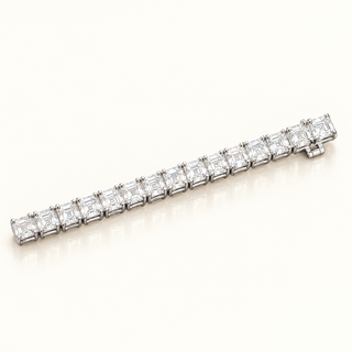 20 Carats Asscher Cut Lab Grown Diamond Tennis Bracelet - 14kt Gold