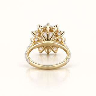 DIANA – 5 Carat Cushion Cut Diamond Bezel Ring in 14K Yellow Gold