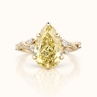 ELYSIAN – 5 Carat Pear Cut Yellow Diamond Ring in 14K Yellow Gold