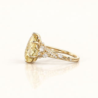 ELYSIAN – 5 Carat Pear Cut Yellow Diamond Ring in 14K Yellow Gold