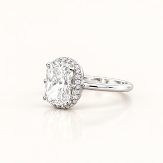VALERIA – 3 Carat Cushion Cut Diamond Ring in 14K White Gold
