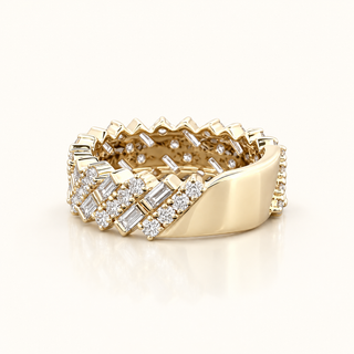 CALISTA – 1 Carat Baguette and Round Accent Ring in 10K Yellow Gold