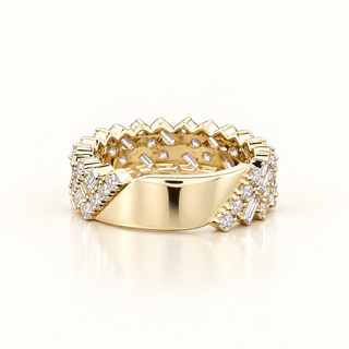 CALISTA – 1 Carat Baguette and Round Accent Ring in 10K Yellow Gold
