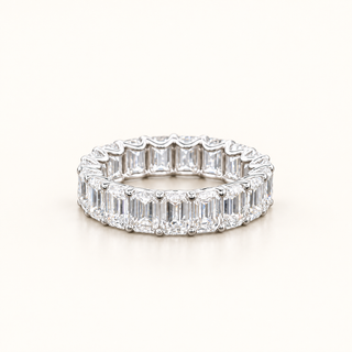 ISABELLA – 7 Carat Emerald Cut Diamond Eternity Ring in 14K White Gold
