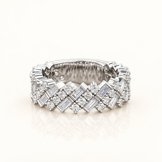 CORALIE – 2 Carats Baguette and Round Accent Ring in 10K White Gold
